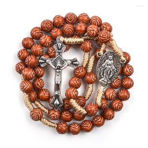 Pendant Necklaces Hand-Woven Wraparound Plastic Rosary Beads Necklace With Catholic Alloy Jewelry Accessories For Men And WomenPendant Sidn2