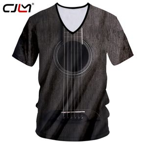 Brand Guitar Art Musical Instrument Summer 3D Full Printing Fashion V Neck Tshirt Print Hip Hop Style Tee Casual 220623