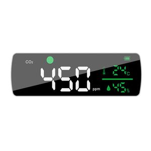 Gas Analyzers Desktop Wall Mounted Air Quality Monitor 11.2-inch LED Digital 3 In 1 Indoor Outdoor Temperature Humidity CO2 Alarm DetectorGa