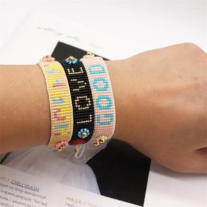 ビーズストランドZhongvi Miyuki Bracelets for Women boho Friendshion Bracelet Girl Jewelry Letter Love Jeweller