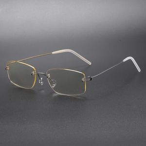 Rimless Solglasögon Framelösa optiska glasögonglasögon för män och kvinnor rektangel recept glasögonramar blå ljusglasögon