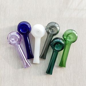 Cucchiaio di vetro Pyrex Pipa per tabacco Tubi per bruciatori a olio a mano spessa Tubi per fumatori Tubo di vetro Accessori per fumo di erbe secche Viola Verde Blu Bianco Grigio Colore misto Commercio all'ingrosso