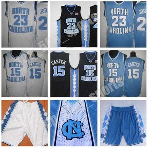 XFL20 UNC UNC Carolina do Norte Vince Carter Azul Branco branco NCAA College Basketball Border shorts