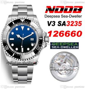 N V3 126660 Sea Cal. A3235 Automatyczna męska zegarek 44 mm czarna ceramiczna ramka d-niebieski 904L stalowa obudowa i bransoletka ostrygowa zegarki super edytime