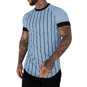 Erkekler Tişörtler Kollu Kısa Uygun Striped İnce Yaz Moda Patchwork Top Bluz Erkek Elbise Gömlekleri Gevşek Fitmenler