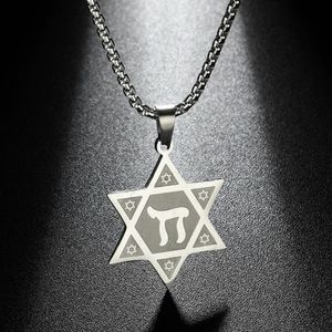 Naszyjniki wisiorek punkowa gwiazda ze stali nierdzewnej David Naszyjnik Yod Judaizm heksagram solomonnos łańcuch sweter man amulet biżuteria dar