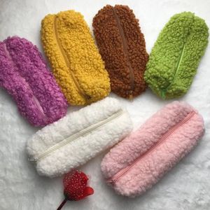 Wholesale velvet pencil case for sale - Group buy Pencil Cases ins Korean wool strong velvet pencil case strong small fresh and cute lamb case student simple creative stationery storage bag