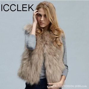 Imitação de pele falsa imitação de peles outono feminino e inverno casaco de colete curto T220716