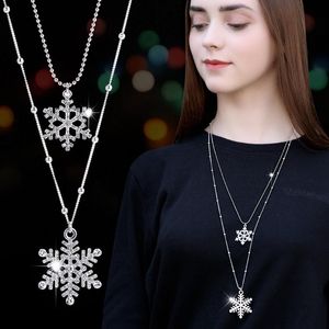 Collane a ciondolo donna regalo di Natale bellissimo colore in cristallo fiocchi di neve collana di fiori di neve per gioielli