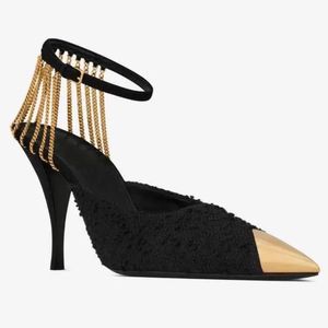 2022 Luxus Damen Vesper Sandalen Schuhe für Damen Slingback Lackleder Metall Zehenkappe Dame Pumps Mode High Heels Komfort zu Fuß Luxus Designer