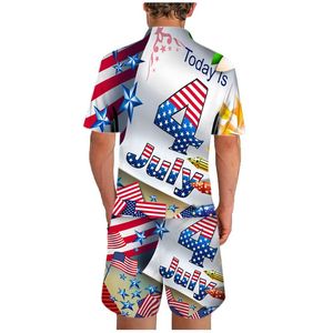 Erkek Trailtsuits Gri Suits Günü Günlük Bağımsızlık 3D Amerikan Baskı Yaz Hafif Yağmur Takımları Erkekler için Büyük Parça