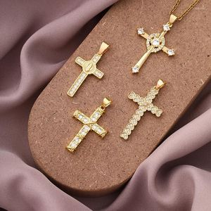 Pendant Necklaces Fashion Simple Cross Necklace For Boy Girl Gold Color Stainless Steel Chain Jesus Christian Jewelry GiftPendant Sidn22