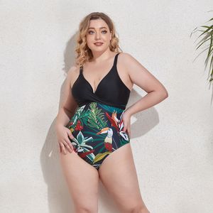 Kvinnor Sexig modeswimsuit Swimewear Swim Beachwear Siamese Splicing Multi-Color Print One-Piece Plus Size No BH Underwire Support Summer Swimsuits Bikinis