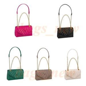 Womens Chain Shoulder Bags Top Genuine Leather Ladies Crossbody Small Square Bag Letter Metal Fashion Wave Pattern Handbag Purses