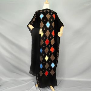 Этническая одежда Африканские платья Kaftan Abaya Исламская одежда красочная бархатная мода Diamond Boubou Cotton Turban Long For Lady LD514