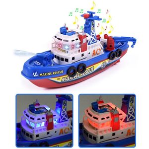 RC Car Children Electric High Speed ​​Music Light Boat Marine Rescue Model Fireboat Toys for Boys Water Spray Fire Educational Toy2371 en Solde
