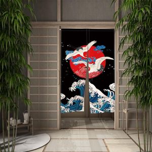 Curtain & Drapes Japanese Door Kitten Printed Partition Kitchen Doorway Cherry Blossoms Linen Decorative Cafe Restaurant DecorCurtain