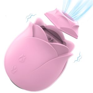 Högkvalitativ rosblomma Sucker Vibrator 2 i 1 sugande vattentäta klitoris sexleksaker