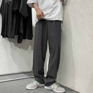Hybskr Летние мужские брюки из ледяного шелка, модные однотонные мужские брюки, корейский стиль, хип-хоп, фирменные мужские брюки с эластичной резинкой на талии 220521