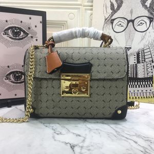 Umhängetasche, Umhängetaschen, Damen, Bambus-Handtasche, Tragetasche, Segeltuch, Buchstabe, Fruchtdruck, Kette, echtes Leder, Hardware, Schnalle, Klappe, Geldbörse, Geldbörse, Handytasche