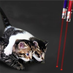 Mini Cat Red Laser Pointer Pen Funny LED Light Pet Cat Toys Keychain 2 In1 Tease Cats Pen fy3825 0805