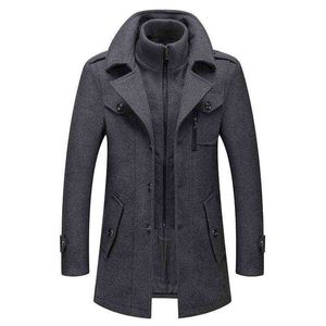 Misto lana da uomo Cappotto invernale Uomo Doublar Giacca spessa Trench monopetto Cappotti moda T220810