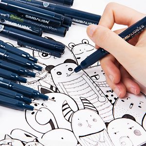 Waterproof Art Sketch Comics Micron Art Marker Pen Pigment Liner Water Baserat för att rita handskriftskolekontor Stationery 201116