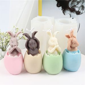 Cute Eggshell Bunny Silicone DIY Animal Candle Making Wick Soap Resin Mold Halloween Birthday Gifts Craft Home Decor 220629