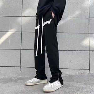 Men's Pants Men's Summer 2022 Trend Trousers Zipper Sweatpants Split Micro-flare Mopping Casual PantsMen's