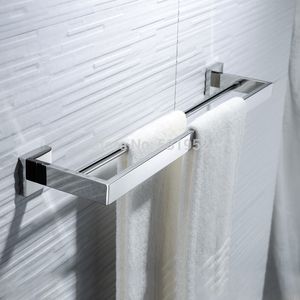23 tum dubbel handduk barhållare badrum kök väggmonterad hyllra rack toalett tillbehör polerade y200407