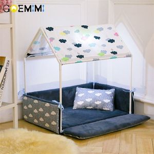 Washable Home Shape Dog Bed Tent Kennel Pet Removable Cozy House For Puppy s Cat Small Animals Products LJ201028