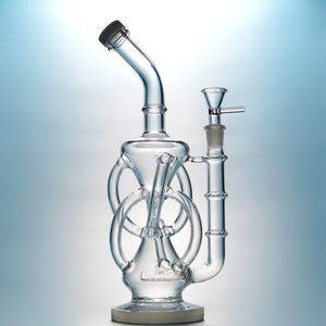 In Stcok Unique Hookahs Recycler Inline Perc Percolator Glass Bongs Dab Oil Rigs 14mm Female Joint JSmoking Acessories Bowl DGC1236