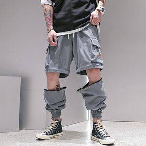 Summer Hip Hop Joggers Men Black Harem Pants Multi-Pocket Man Sweatpants Streetwear Casual Mens Löstagbara overaller Pants 201128