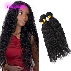 Brasiliansk jungfrulig mänsklig hår 6 stycken dubbel inslag vattenvåg yirubeauty lockiga hårprodukter 10-30 tum naturlig färg