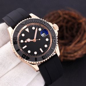 Erkekler İzle 40mm Siyah Dial Designer Otomatik Saat Sapphire Cam Klasik Katlanır Kayış Aydınlık Yüzme Bilek saati Montre De Luxe