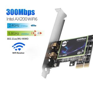 Bilgisayar Kabloları Konektörleri 300Mbps WiFi 6 Intel AX200 PCIE Kablosuz Ağ Adaptörü Çift Bant 2.4G/5GHZ 802.11ax/AC PC D için Bluetooth 5.1