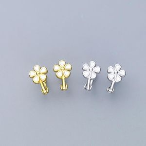 Hoop Huggie Einfache Gold Silber Kleine Legierung Blume Ohrringe Für Frauen Damen Hohl Kreis Vintage Zubehör GeschenkeHoop