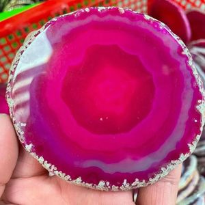 Decorative Objects & Figurines 40-50g RED Crystal AGATE SLAB Geode Slice Mineral 65mm
