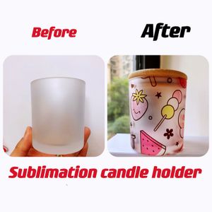 MOQ 20PCS 7oz 11oz 15oz Sublimation Frosted Clear Glass Candle Holder with Bamboo lid Blank Water Bottle DIY Heat Transfer Candle jar