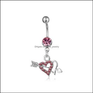 Wholesale two hearts ring for sale - Group buy D0361 Colors Two Hearts Belly Button Navel Rings Body Piercing Jewelry Drop Delivery Bell Tdks