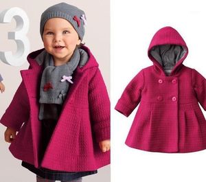 赤ちゃんの女の子のコート純粋なピンクの暖かい冬の子供たち外装のトレンチファッション子供の服卸売小売りDS6