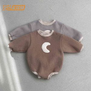 Nyfödda Baby Boys Girls Long Sleeve Moon Printing Rompers Casual Spädbarn Baby Boys Girls Children Jumpsuit Kids Girls Rompers G220510