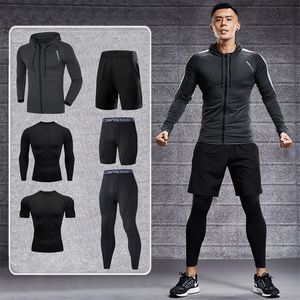 Mens Training Sportswear Set Gym Fitness Compression Sport Suit Jogging Tight Sports Wear Clothes 4XL5XL Oversized Male 220702