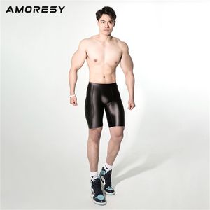 Amoresy Poseidon series medium waist elastic tight plastic breathable men s fitness shorts 220719