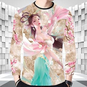 Мужские футболки в конце 2022 года в китайском стиле 3D Beauty Figure Fusual Fasual Loose Plus рубашка с рубашкой круглая шея