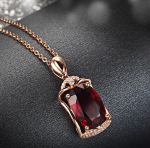 Lockets 14K Rose Gold Color Pendant Bizuteria Gemstone Natural Red Ruby Treasure Necklace Pierscionki Jewelry