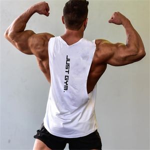 Marke Just Gym Clothing Fitness Herren-T-Shirts mit abgeschnittenen Seiten, tief sitzenden Armlöchern, Bodybuilding-Tanktops, ärmellose Trainingsweste 220621