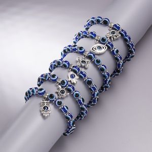 Новый популярный античный посеребренный браслет животных Bractele Blue Evil Eye Bears ювелирные изделия для мужчин женщин подарок