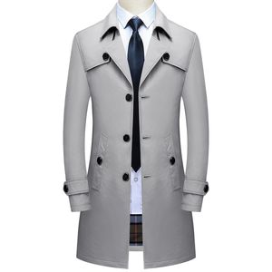 Trench da uomo Thoshine Marca Primavera Autunno Uomo Trench lungo Bottoni di qualità superiore Moda maschile Outwear Giacche Giacca a vento Plus Size 220826