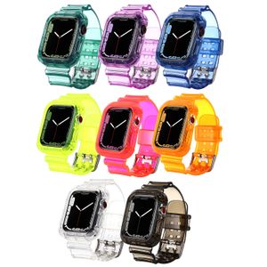 Adequado para bandas de relógio Apple iwatch fivela pulseira de gordura de geleira Silicone Transparent Applewatch Pulseiras Tamanho 38mm 40mm 42mm 45mm